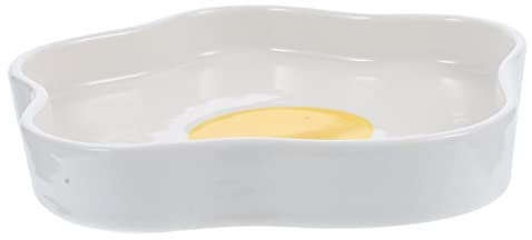 BESTonZON Ceramic Poached Egg Dinner Plate Creative Shaped Plate for Home Breakfast Snacks Serving Multi-Function Egg for Salad and Fruits
