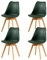 EGGREE Set di 4 Sedie Sala da Pranzo Sedie da Cucina con Gambe in Legno Sedie Ufficio Imbottita in Pelle PU Moderne Design, Verde Scuro Smerigliato