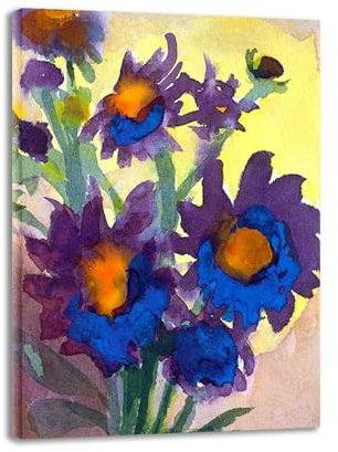 LZ6J8C9 Emil Nolde Berühmt leinwanddrucke bilder.Blue Blossoms berühmtes Gemälde Reproduktion. Blumen Leinwand Wandkunst Bilder für Wohnkultur 80x112cm(31.4x44.1in) Gerahmt