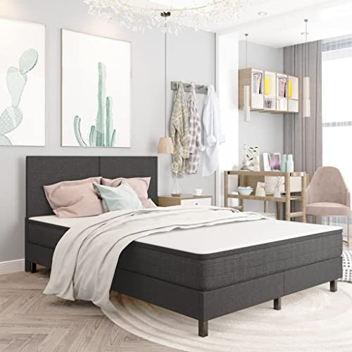 Annlera Boxspring-Bettgestell Grau Stoff 160x200 cm Bettgestell Bed Frame Bettrahmen Holzbett