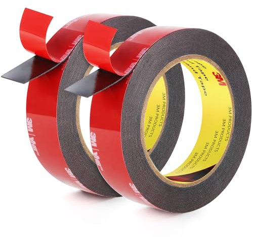 Emitever Doppelseitiges Klebeband - 4,8m x 2,4cm (2Pks), Multifunktionales Montagekleber Extra Stark für Wand und LED-Streifen, Auto, Hergestellt aus 3M VHB Klebeband