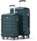 SHOWKOO Set di Valigie Rigide 2 Pezzi ABS+PC Espandibile Leggero Ultra Durevole Valigia Trolley da Viaggio con Chiusura TSA e 4 Ruote Doppie (M-L, Verde)