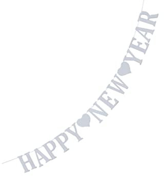 NOLITOY Happy Year Banner Silber Glitzernde Girlande Partyhänger Dekoration Für Silvester Weihnachtsdeko Festliche Wimpelkette Für Innen Und Außen