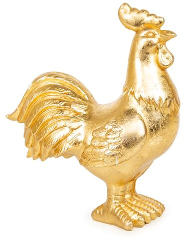 Logbuch-Verlag große Gockel Figur Hahn zum Hinstellen goldfarben edle Osterdekoration Ostern Deko 18 cm