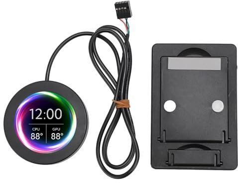 2.1 Inch AIO Display Screen Upgrade Kit, LCD Screen CPU Temp Monitor Temp CPU Cooler GPU RAM HDD Data PC Sensor Panel, for AIDA64, for Water Cooling Systems (Black)