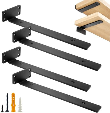FYting Equerre Etagere Murale,4 Pièces Equerre Charge Lourde,équerre étagère intégrés en L Cachés Robustes, pour Plantes en Pot, Maison, Bureau, Capacité de Charge : 70 kg/154 lb (30cm)