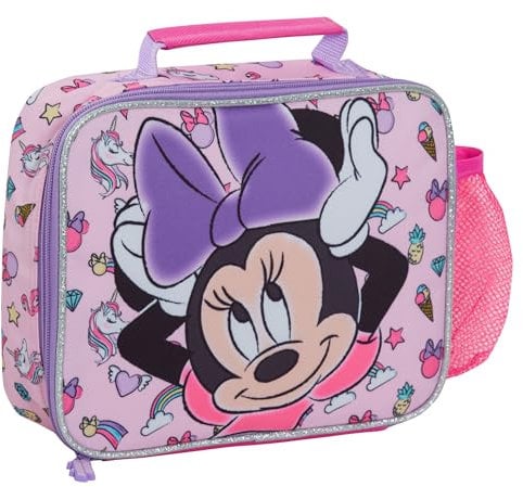 Disney Minnie Mouse Lunchtasche mit Flaschenhalter für Mädchen, Schule, isolierte Kühlbox