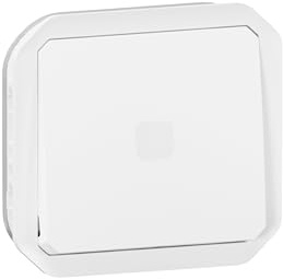 LEGRAND, Plexo New Einsatz, Zeitschalter ausschaltverzögert, beleuchtet, enthält eine bereits integrierte LED zum Beleuchten des Schalters, Schraubklemmen, IP55 - IK07, Farbe: UltraWeiß, 069604L