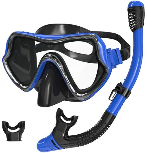 G2RISE SN02 Snorkel Set Adults - Scuba Mask Diving Goggles Dry Snorkeling Gear with Breath Easy Airflow Tech & Anti-fog Design(2PACK)