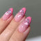 KAVI' S 24pcs French Tip Stick on Nails Love Heart Shinning Press on Nails Pink Glitter Fake Nails Short Almond Acrylic False Nails Jerry Glue for Women Girls Nail Art