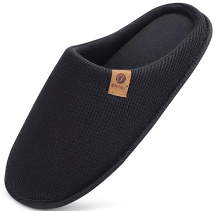 ONCAI Chaussons Hommes de Hiver Shake Polaire de Fausse Fourrure Pantoufles en Mousse à Mémoire de Forme Chaussures enavec Semelles Antidérapantes en Caoutchouc Nior Taille 45