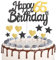Gold Black 65th Birthday Cake Topper, Shining Happy Birthday Cake Cupcake Toppers,Women Men 65th Birthday Decorations, Black Gold Cake Toppers for Women Men Girls Boys Birthday Party Decorations