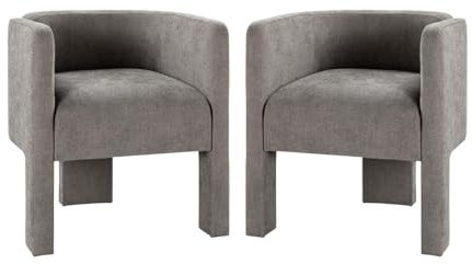 HULALA HOME 2er Set Sessel, Loungesessel, Polstersessel mit Fassrückenlehne für Wohnzimmer und Schlafzimmer, Grau