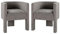 HULALA HOME 2er Set Sessel, Loungesessel, Polstersessel mit Fassrückenlehne für Wohnzimmer und Schlafzimmer, Grau