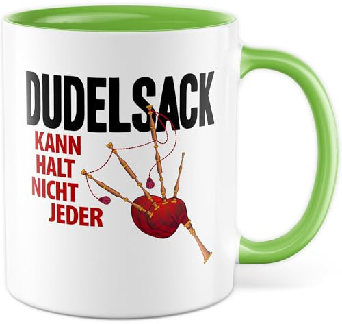 Musiker Tasse mit Spruch - Geschenk Dudelsack kann halt nicht jeder - Kaffeetasse 330ml aus Keramik - Musik Dudelsack Instrument Kaffee-Becher