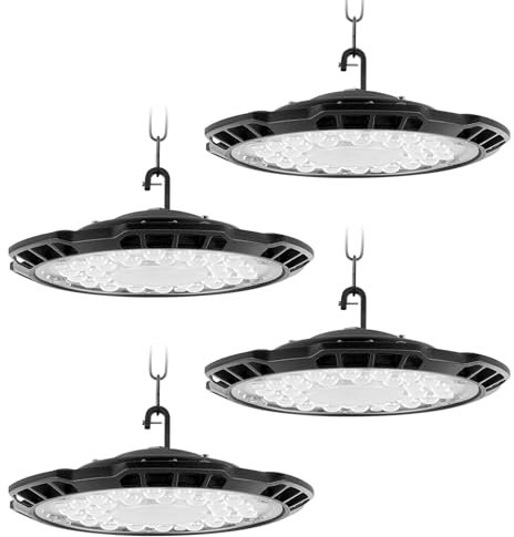 150W LED Werkstatt Deckenleuchte 2 PACK - 6500K 15000LM LED Hallenstrahler, IP65 Wasserdichte Werkstattbeleuchtung mit Aufhängekette und Haken, Led Garagenleuchte für Fabriken, Garage, Lagerhaus