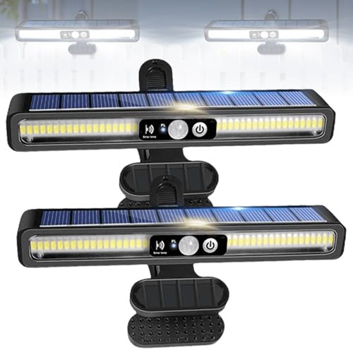 BAIFULAI 2 Stück Clip-on Solar Lampe Outdoor, Solarlampen für Außen, 3 Modi Led Solar Strahler Außen, Wasserdichte Solarleuchte für Garten Zäune Dachrinnen Warmes Licht Beleuchtung ﻿
