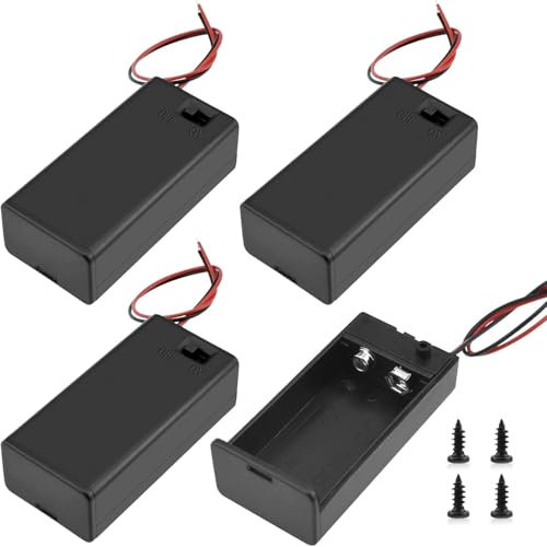 CLEZGO 9V Battery Holder 3 Pack, 9 Volt Battery Holder with Switch, 9v Battery Case with Switch (9V)