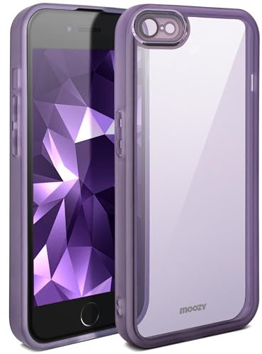 Moozy LumiCase Coque de Telephone pour iPhone SE 2022 / SE3 / 7/8/ SE 2020, Coque de Protection Antichoc Transparente, Housse Case avec Protection de l'objectif de la caméra, Violet