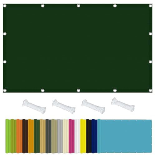Toile Ombrage Imperméable 120 x 140 cm 98% UV Protection, Polyester, Durable, Toile Imperméable Pergola avec Oeillets et Cordons pour Pergola/Patio Lawn/Carport, Vert Foncé