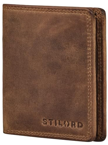 STILORD 'Knox' Grand Portefeuille pour Homme en Cuir Véritable - Porte-Cartes avec Protection RFID pour 8 Cartes - Porte-Monnaie Homme Étui Bourse en Cuir Vintage, Couleur:Marron Moyen