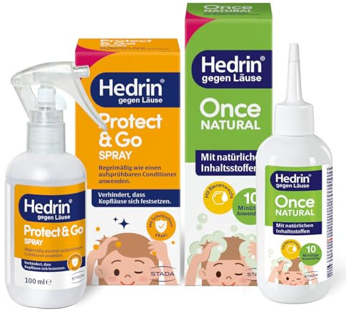 HEDRIN Once Natural + HEDRIN Protect & Go Spray – Schnelle Hilfe gegen Läuse – Vorteilspack: wirksame Prävention und Akuthilfe mit natürlichen Inhaltsstoffe