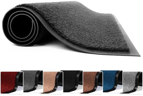 FB FunkyBuys Washable Door Mats - Heavy Duty, Non-Slippery & Stylish Floor Mat - Door mat indoor Large Rubber Indoor & Outdoor Doormats for Perfect Dust Grabbing (Anthracite-Solid, 80 x 120 CM)
