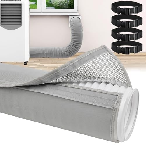 Portable Air Conditioner Hose Cover Wrap,Insulated AC Hose Duct Vent Cover Sleeve,3 Layers Insulation Exhaust Hose Wrap with Adjustable Straps for Portable AC Fits 5-5.9 Diameter Exhaust Hoses Tube