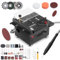 Mini tischkreissäge,100W mini kreissäge mit 4 Klingen,0,1-16 mm Einstellbarer Sägeblatthöhe,7-Gang-Drehzahlregelung,Multifunktionale tischsäge mit Flexwelle & Drehscheibe für Schleifen/Polieren/Bohrer