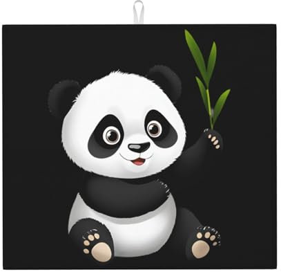 WHJWZY Tappetino assorbente da cucina con panda gigante che mangia bambù, tappetino assorbente per cucina, realizzato in spugna assorbente d'acqua, 45,7 x 40,6 cm