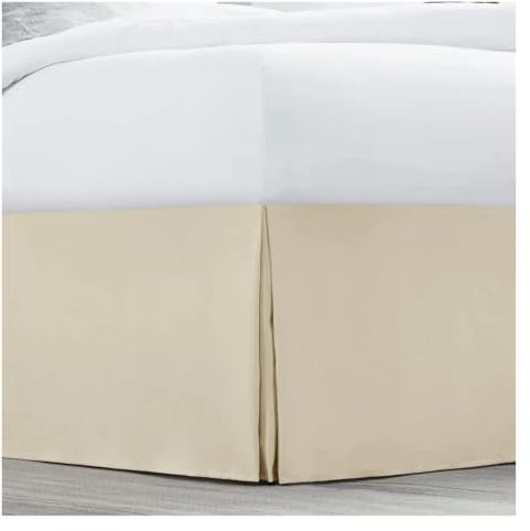 Cache-sommier plissé sur mesure en tissu résistant au rétrécissement et à la décoloration - 35,6 cm de hauteur (sans plate-forme) (beige, 160 x 200 x 35 cm)