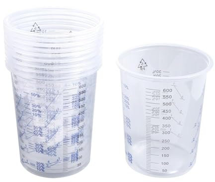 10 tazas de mezcla de plástico transparente, tazas medidoras de líquidos, vasos mezcladores de resina epoxi, vasos calibrados de 600 ml, reutilizables