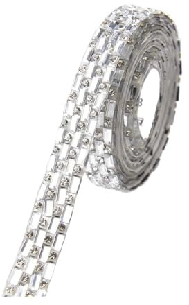 YXADGML Strasssteine Band 5 Yards Glitzer Weiß Kristall Strass Band Trim Selbst-Adhesive Glas Applikationen Diamant Aufkleber for Kleid Schuh Schmuck Band(Antique Zinc)