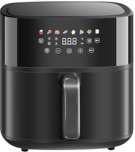 HOMCOM Heißluftfritteuse 8L Airfryer mit 8 Voreinstellungen, 60 Min Timer, 360° Heißluftzirkulation, 1700W Fritteuse ohne Öl, mit Überhitzungsschutz, LED-Touch-Display, Schwarz