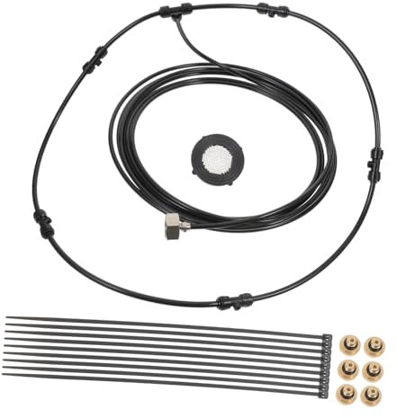 SEWOART 1Set Ventilatore Esterno con Nebulizzatore Kit Raffreddamento per Patio Facile Installazione Comfort Nebbia Rinfrescante per Giornate