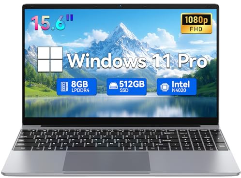 Gezoon - 15.6 inch laptop, 8GB RAM 512GB SSD, Celeron N4020C processor (Beat N4020/N4000), slim laptop computer, dual WiFi, USB 3.0, BT, webcam, Type-C