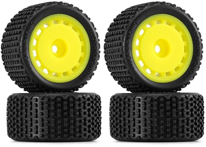 INJORA Vormontierte Pin Buggy Reifen & Räder für 1/28 Losi Micro-T, 4 Stück