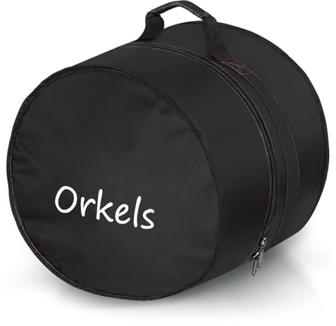 ORKELS Floor Tom Drum Bag, Padded Drum Case with 10mm Cushion, 600D Oxford Floor Tom Carrying Case with Reinforced Webbing for Storage & Transport, For-16''x16''/16''x14''-Tom Drum