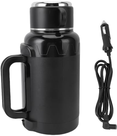 Fabater Portable Electric Car Kettle, 1500ML Stainless Steel Car Heated Travel Mug, Coffee Tea Cup Up to 100℃ Variable Temp Control Bottle with Charger for Outdoor Students
