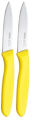 OPOLIA Paring Knife Fruit Knife Set (Pack of 2), Stainless Steel, Extra Sharp Blades, Sturdy Plastic Handle, Knife for Cutting Fruit and Vegetables.Yellow
