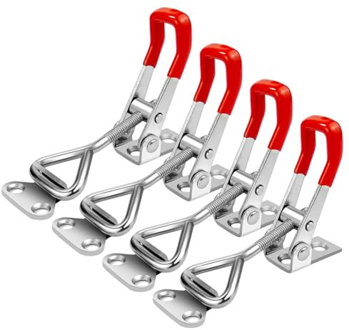 NONDK 4 Pack Toggle Clamp 4001 Adjustable 304 Stainless Steel Toggle Hasp Latches for Smoker Lid Jig Freezer Door