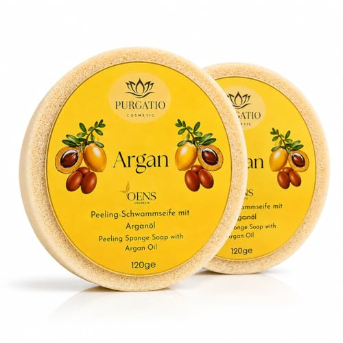Handgemachte Argan Peelingseife – 2er Pack | Peeling-Effekt & Tiefenreinigung | Für Gesicht & Körper | Vegan, Ohne Parabene & Silikone