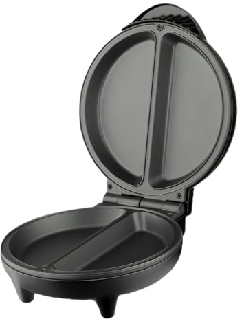 Generisch œuf au plat - Appareil de cuisson électrique en acier inoxydable avec 2 compartiments séparés - Barbecue électrique à crêpes en deux parties - Pour petit-déjeuner, omelette, maison