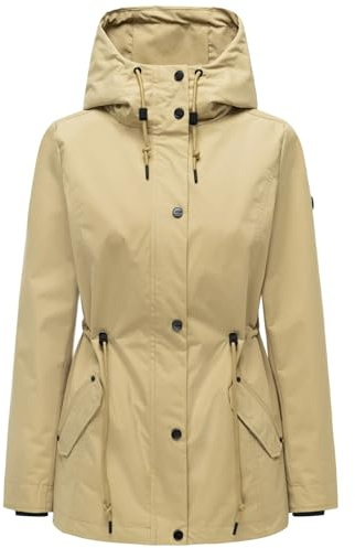 MARIKOO Damen Jacke (XS-3XL) - feste Kapuze, verstellbare Taille, 3 Taschen - N124