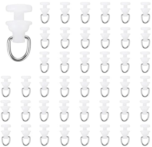 KSJEHW 100 Pezzi Ganci per Tende Scorrevoli, Rullini per Binario Tenda in Plastica e Metallo, Gancini per Tende da Sole e Finestre, Accessori per Tende Casa e Hotel, Lunghezza 25mm, Bianco