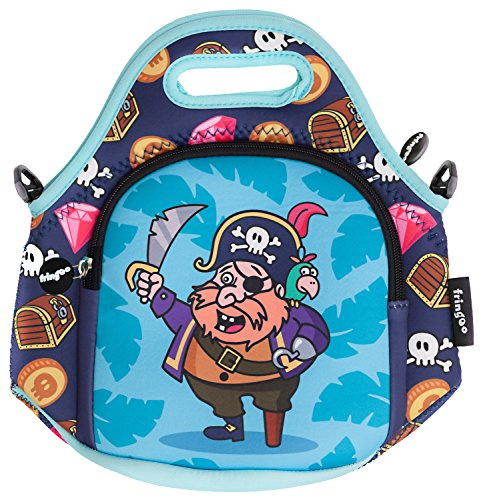 Fringoo® Kids Lunch Bag - Made from Neoprene Thermal Insulated Material - School Lunch Bag - Zipped Pocket Shoulder Strap (Pirate)