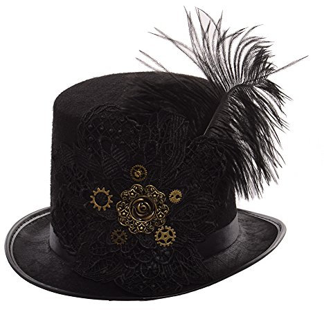 GRACEART Unisex Steampunk Hut Steampunk Zylinder Hut für Männer oder Frauen (DE/NL/SE/PL, Alphanumerisch, L, Style-11)