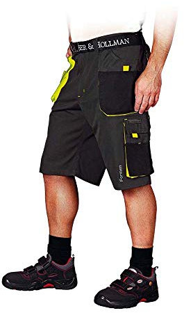 Leber&Hollman LH-FMN-TS_SBYXXL - Pantaloni protettivi Corti, Taglia XXL, Colore: Grigio/Nero/Giallo