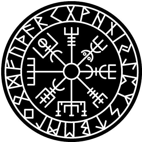 Samunshi® Aufkleber Vegvisir mit Runen D Vikings Wikinger für Auto Motorrad in 11 Größen und 25 Farben (10x10cm schwarz)