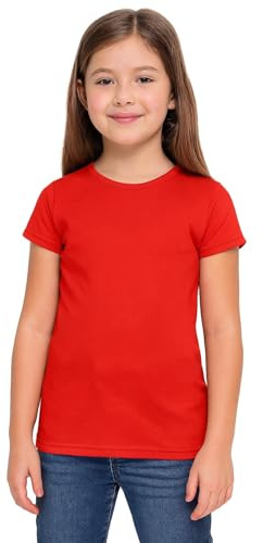 A2Z 4 Kids Girls Cotton T Shirt Plain Crew Neck - Girls T Shirt Red 2-3